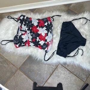 This is a two piece swim suit that stretches and fits comfortably.